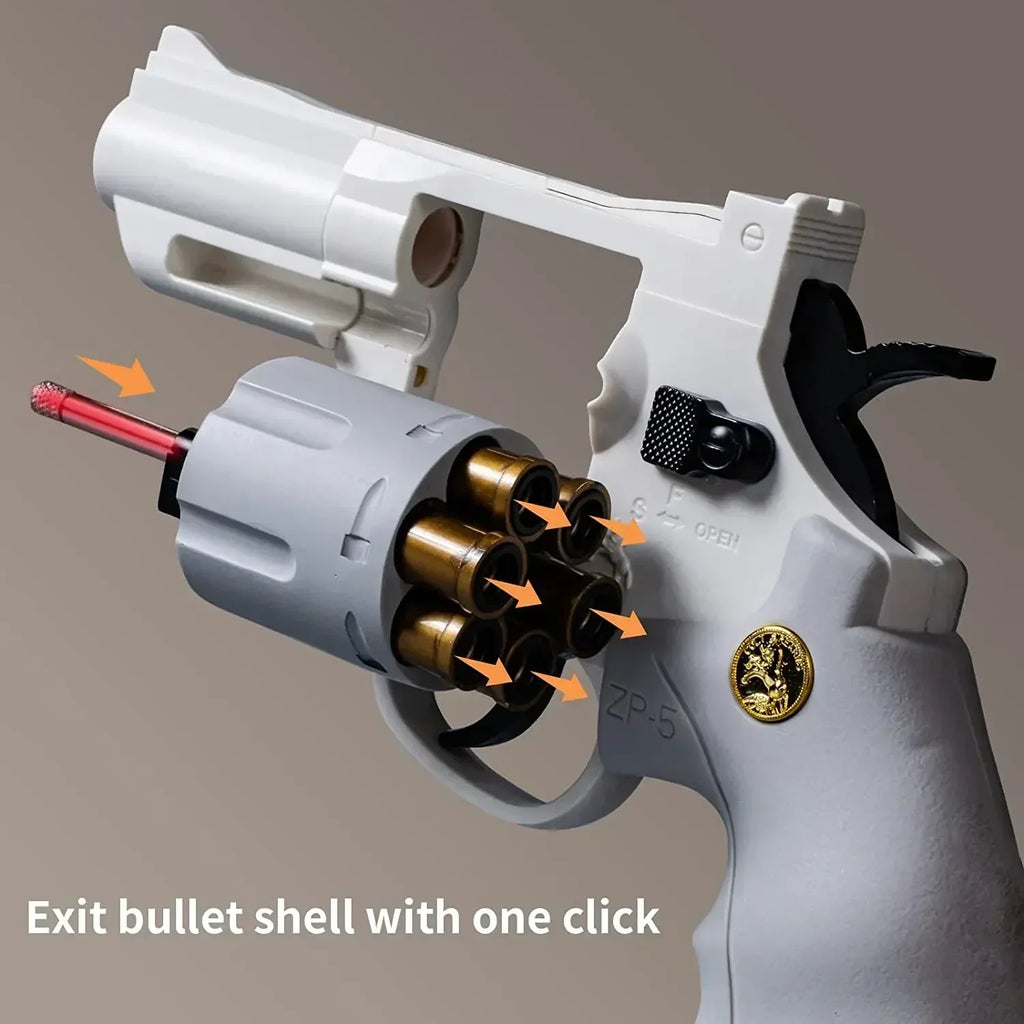 Soft dart blaster toy with rotating launcher and darts for battle games