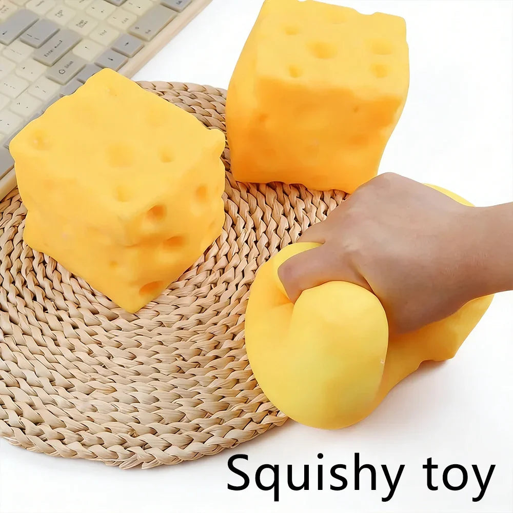 Squishy simulation cheese cube fidget toy with slow rebound for stress relief