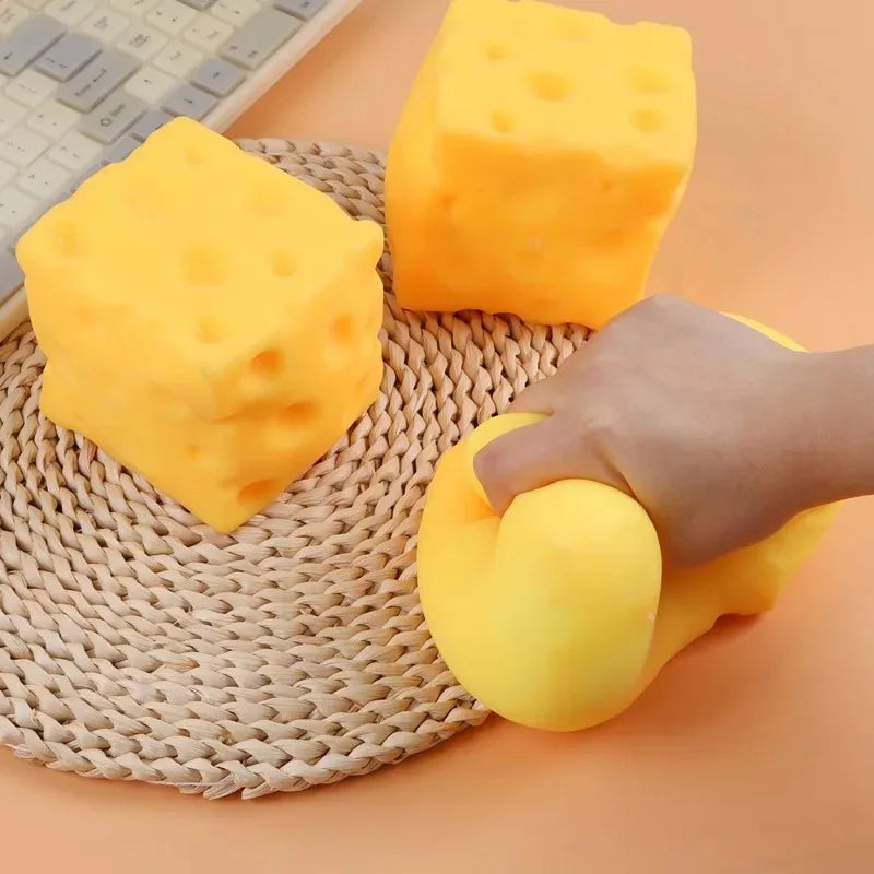 Squishy simulation cheese cube fidget toy with slow rebound for stress relief