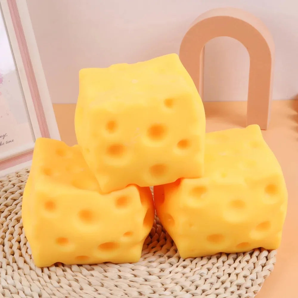 Squishy simulation cheese cube fidget toy with slow rebound for stress relief