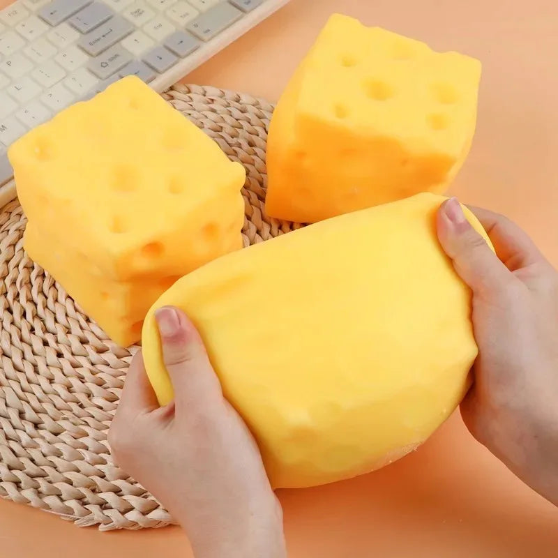 Squishy simulation cheese cube fidget toy with slow rebound for stress relief