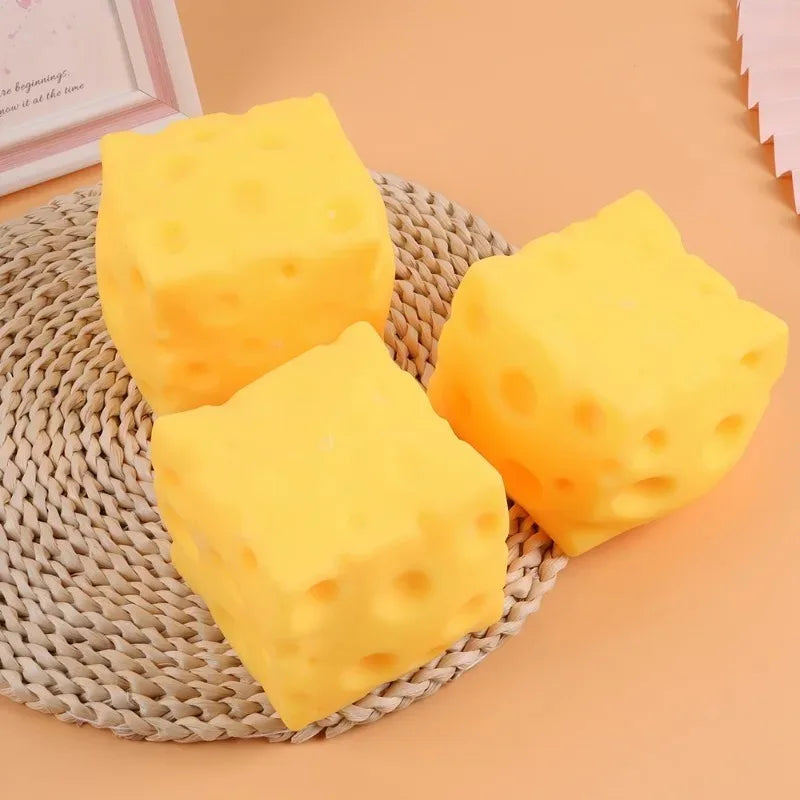 Squishy simulation cheese cube fidget toy with slow rebound for stress relief