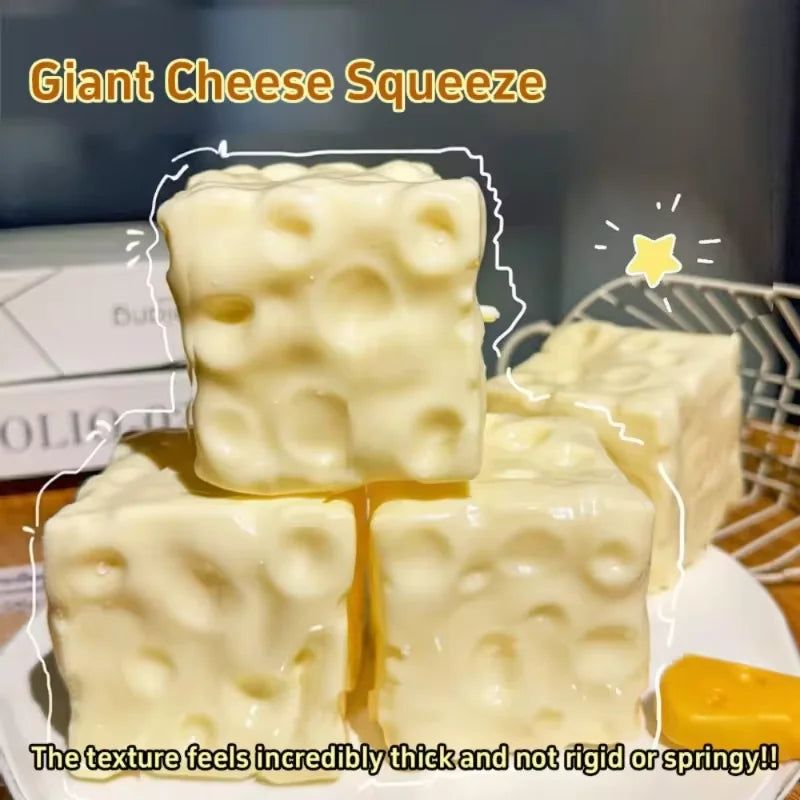Squishy cheese cube stress ball, shapeable non-rebound sensory fidget toy