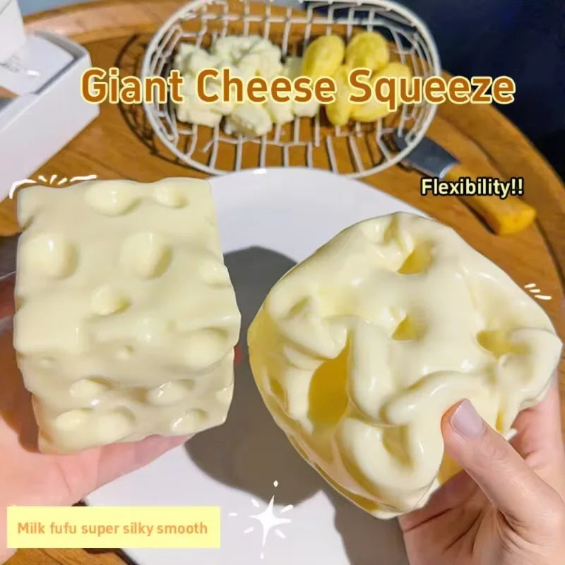 Squishy cheese cube stress ball, shapeable non-rebound sensory fidget toy