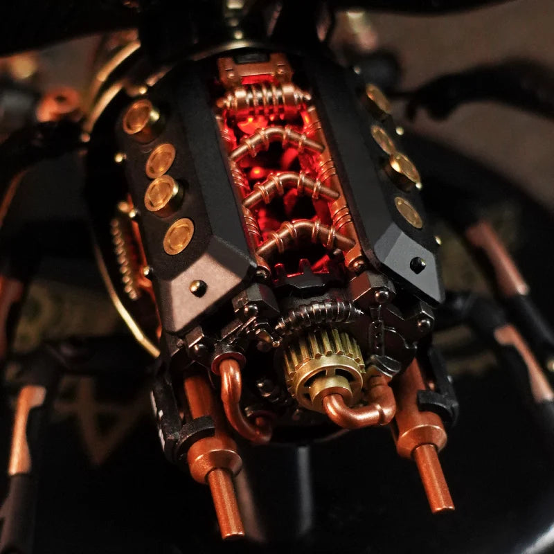 3D metal steampunk turtle puzzle, DIY industrial building kit with LED light