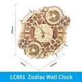 3D wooden steampunk wall clock puzzle, DIY mechanical quartz model kit