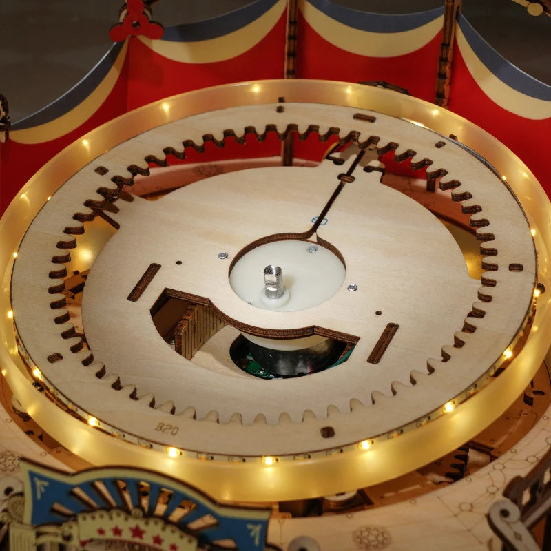 Tilt-A-Whirl tea cup amusement park ride 3D wooden puzzle model kit, moving display