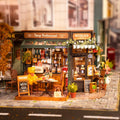 Tipsy restaurant miniature dollhouse 3D wooden puzzle kit, 1:18 DIY model build for adults