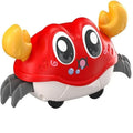 Interactive walking crab baby sensory toy for tummy time, crawling and infant development