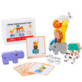 Wooden animal stacking block game, Montessori shape matching and balance toy for kids