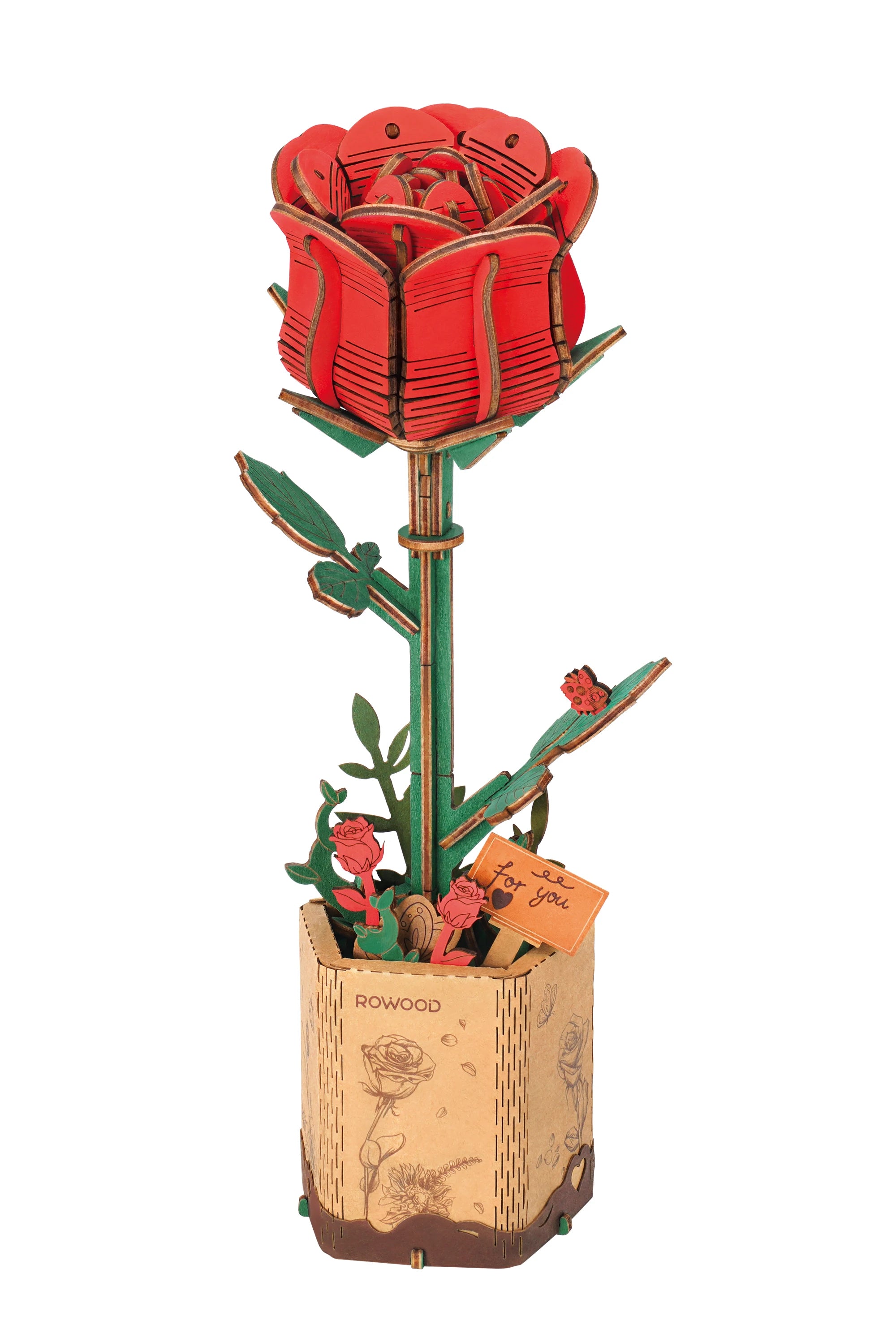 DIY wooden flower bouquet 3D puzzle craft kit, everlasting handmade floral home decor