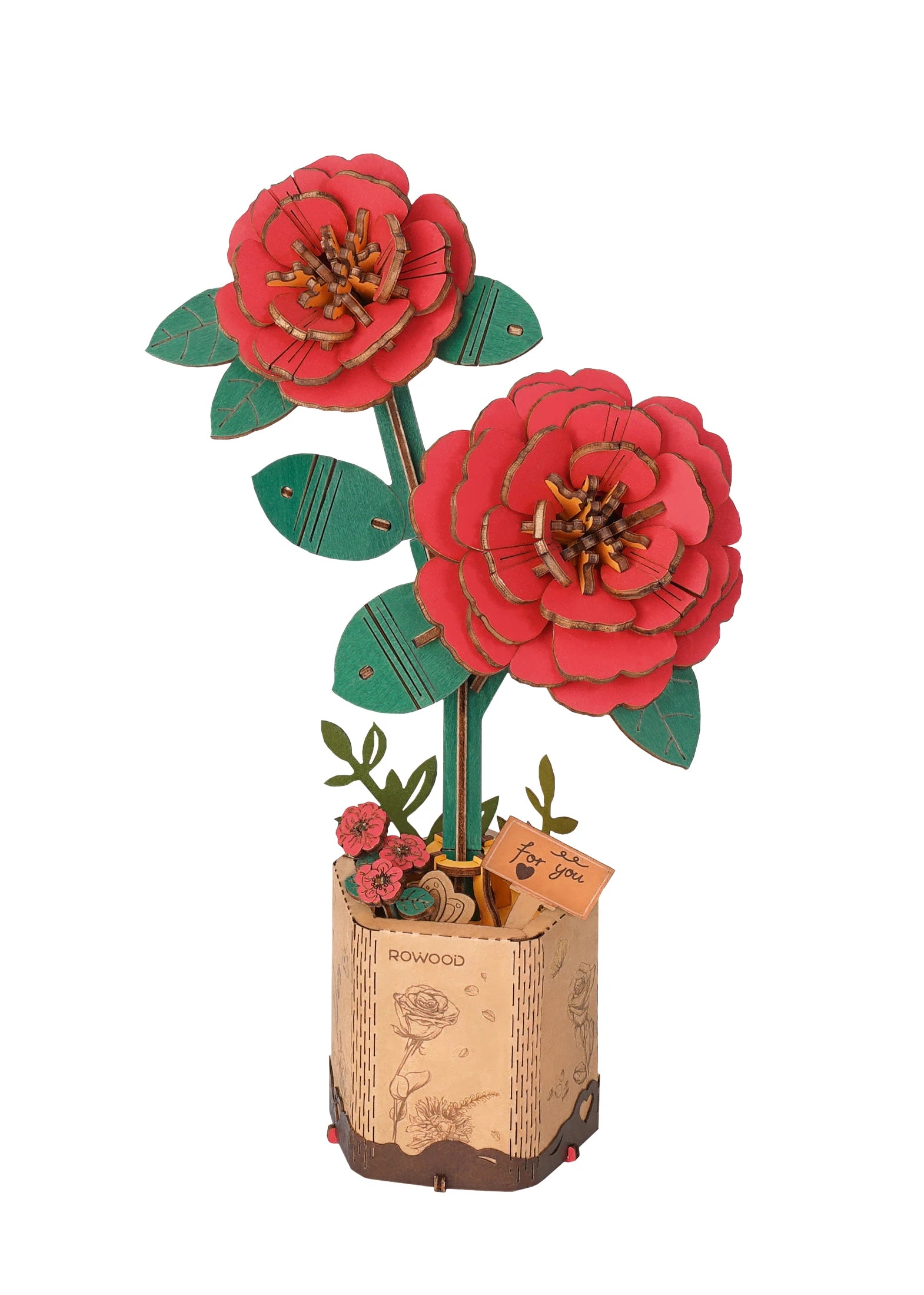 DIY wooden flower bouquet 3D puzzle craft kit, everlasting handmade floral home decor