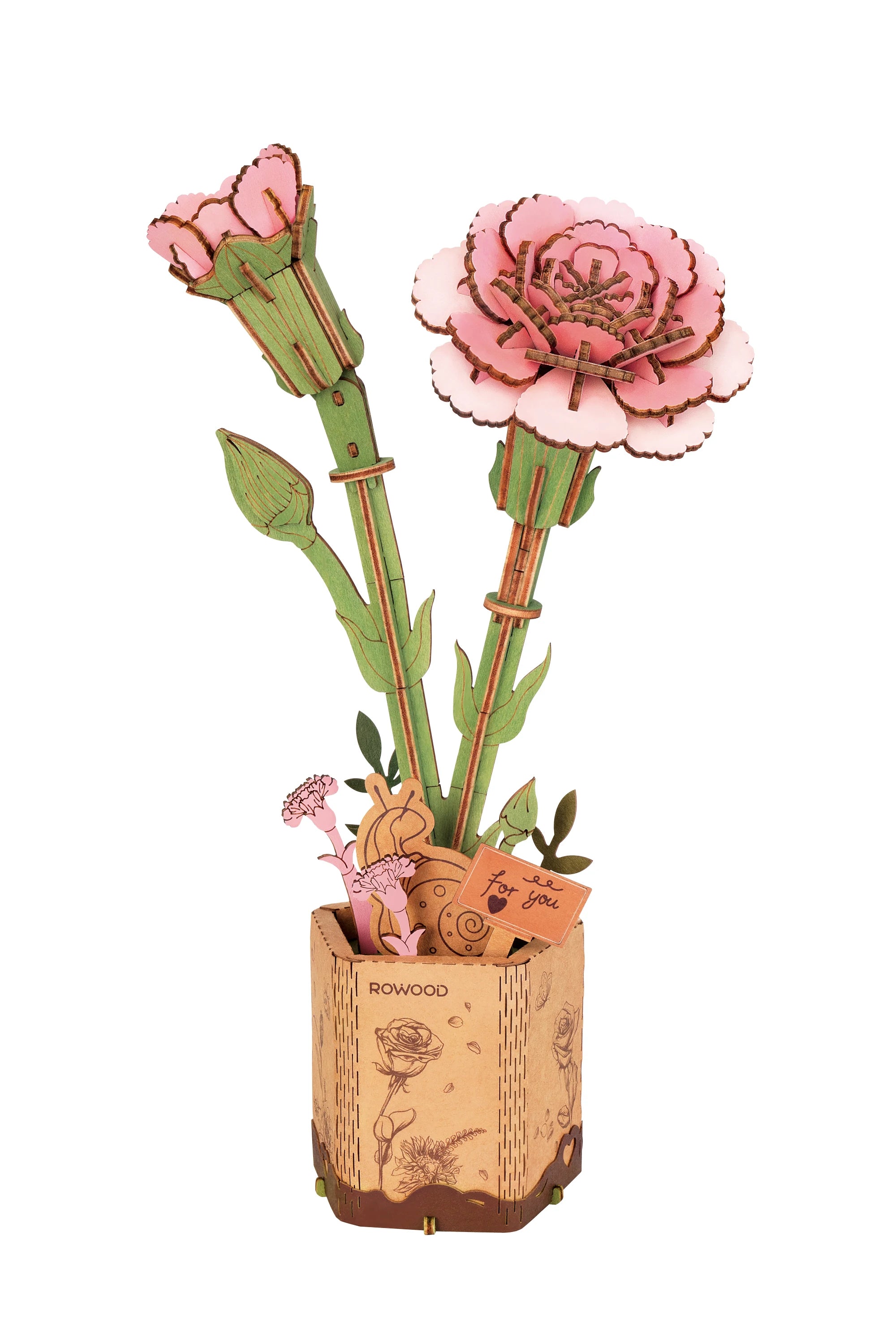 DIY wooden flower bouquet 3D puzzle craft kit, everlasting handmade floral home decor