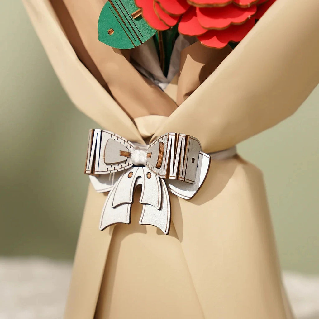 DIY wooden flower bouquet 3D puzzle craft kit, everlasting handmade floral home decor
