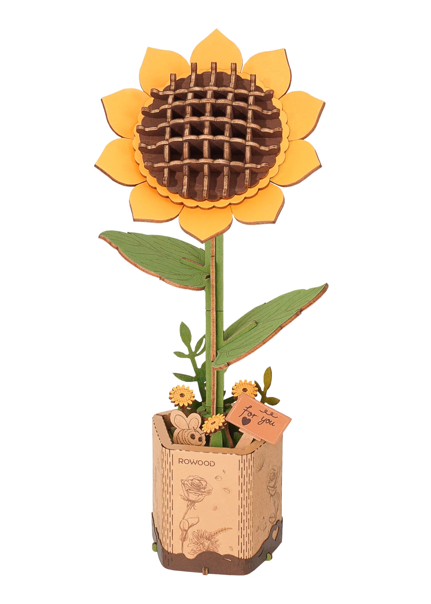 DIY wooden flower bouquet 3D puzzle craft kit, everlasting handmade floral home decor